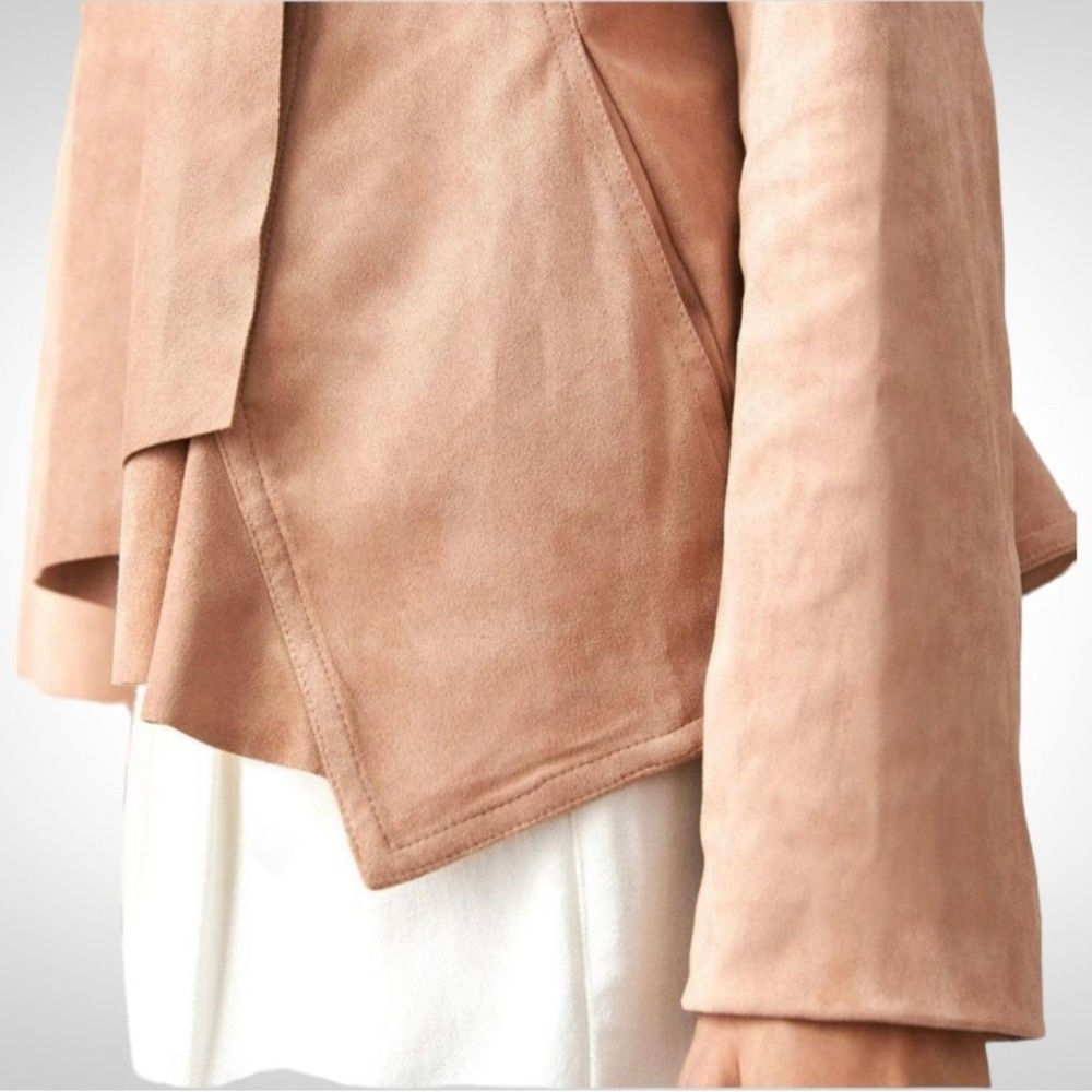Hutch Women's Pink Suede Drape Front Waterfall Cardigan Jacket Size Small - Picture 4 of 15